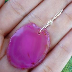 Pink Agate Pendant/ Necklace With Your Choice Of..